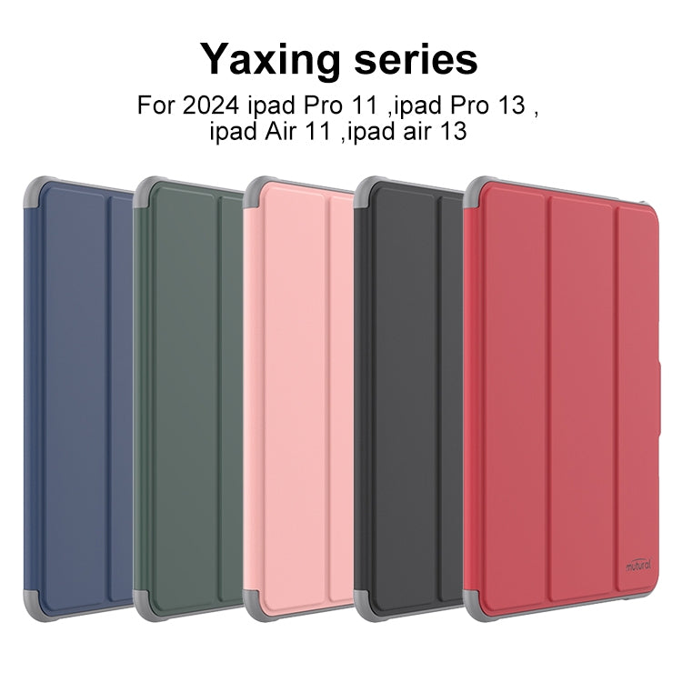 For iPad Pro 13 2025 / 2024 Mutural PC Hybrid TPU Leather Smart Tablet Case(Pink) - HoMEdemic™ 