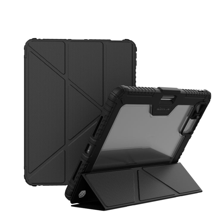 For iPad Pro 13 2025 / 2024 NILLKIN Bumper Pro Multi-angle Folding Style Tablet Leather Case(Black) - HoMEdemic™ 