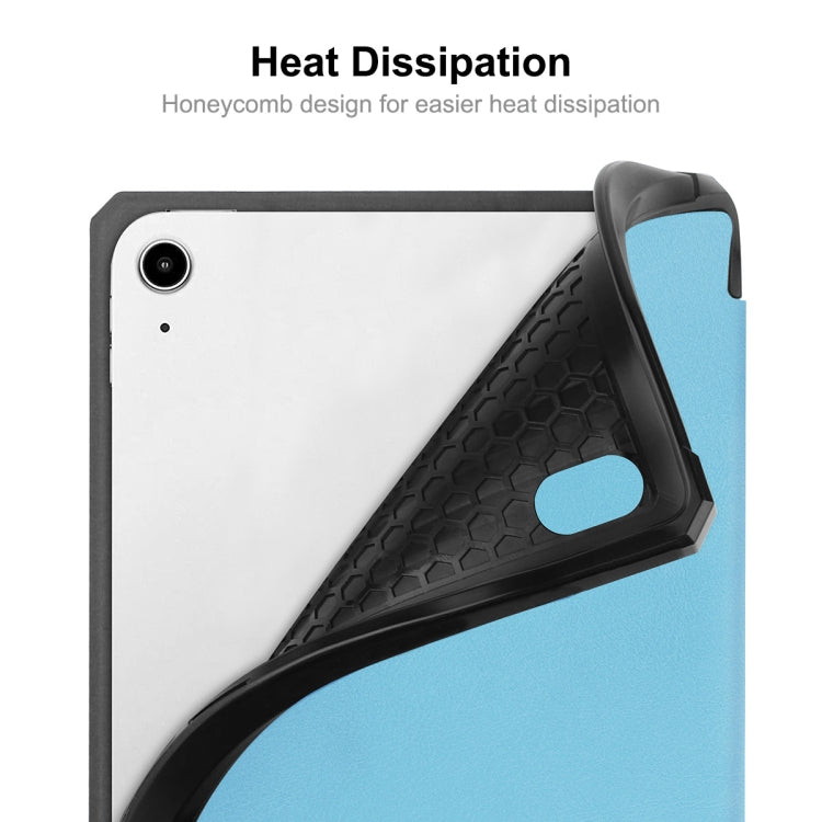 For iPad mini 2024 / mini 6 ENKAY Custer Texture Horizontal Flip PU+TPU Leather Tablet Case with Three-folding Holder & Sleep / Wake-up Function & Pen Holder(Light Blue) - HoMEdemic™ 