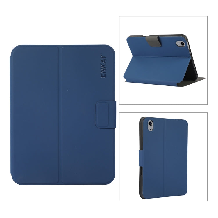 For iPad mini 2024 / mini 6 ENKAY Leather Stand Smart Tablet Case(Dark Blue) - HoMEdemic™ 