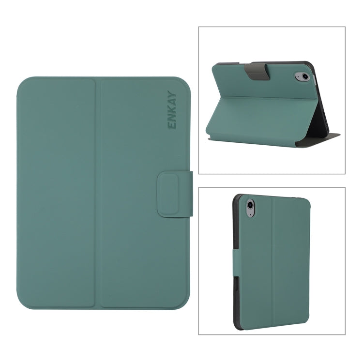 For iPad mini 2024 / mini 6 ENKAY Leather Stand Smart Tablet Case(Dark Green) - HoMEdemic™ 