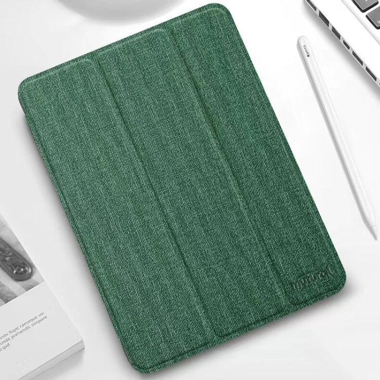 For iPad mini 6 / mini 2024 Mutural YASHI Series Cloth Pattern Texture Horizontal Flip Tablet Case(Green) - HoMEdemic™ 