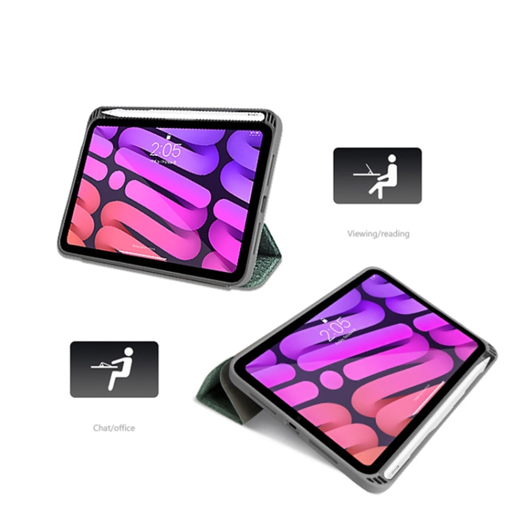 For iPad mini 6 / mini 2024 Mutural YASHI Series Cloth Pattern Texture Horizontal Flip Tablet Case(Green) - HoMEdemic™ 