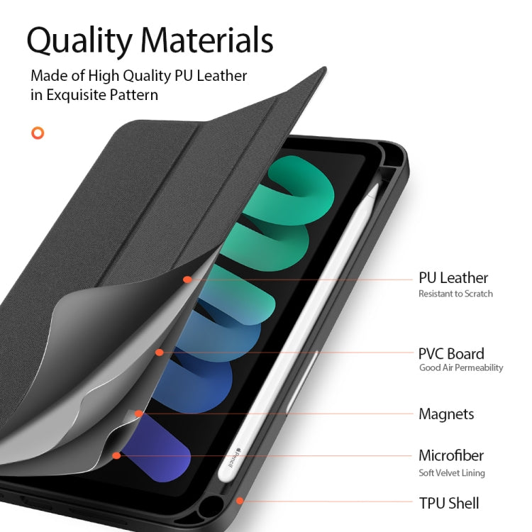 For iPad mini 7 / mini 6 DUX DUCIS Domo Series Horizontal Flip Magnetic TPU + PU Leather Tablet Case with Three-folding Holder & Pen Slot(Black) - HoMEdemic™ 