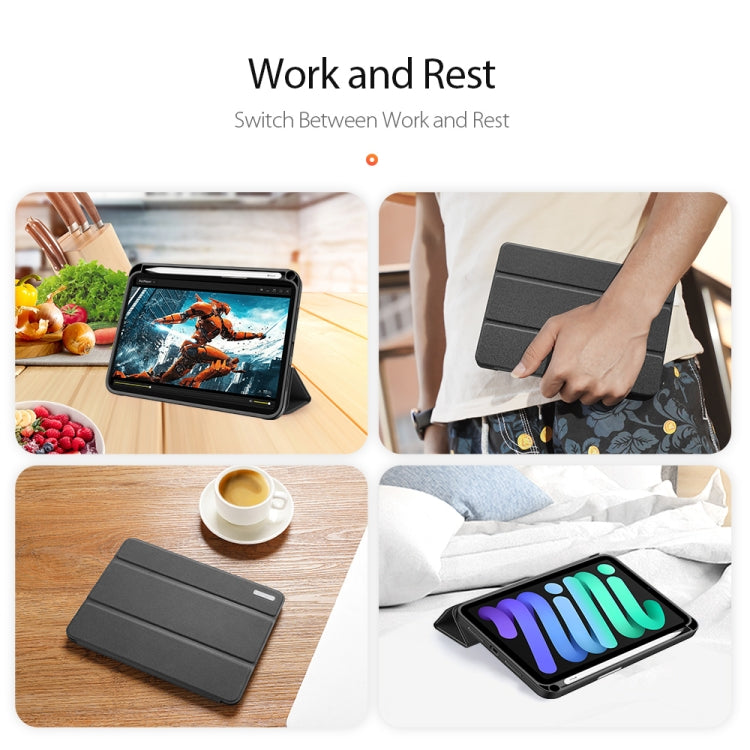 For iPad mini 7 / mini 6 DUX DUCIS Domo Series Horizontal Flip Magnetic TPU + PU Leather Tablet Case with Three-folding Holder & Pen Slot(Black) - HoMEdemic™ 