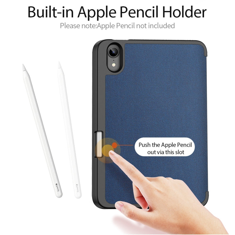 For iPad mini 7 / mini 6 DUX DUCIS Domo Series Horizontal Flip Magnetic TPU + PU Leather Tablet Case with Three-folding Holder & Pen Slot(Blue) - HoMEdemic™ 