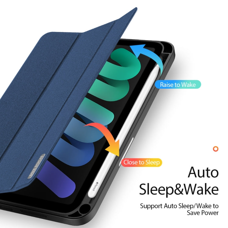 For iPad mini 7 / mini 6 DUX DUCIS Domo Series Horizontal Flip Magnetic TPU + PU Leather Tablet Case with Three-folding Holder & Pen Slot(Blue) - HoMEdemic™ 