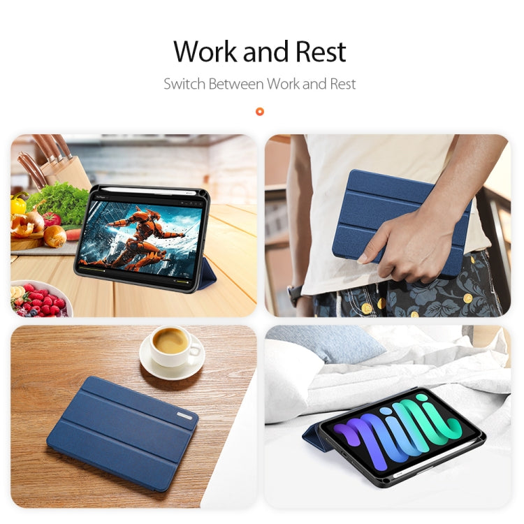 For iPad mini 7 / mini 6 DUX DUCIS Domo Series Horizontal Flip Magnetic TPU + PU Leather Tablet Case with Three-folding Holder & Pen Slot(Blue) - HoMEdemic™ 
