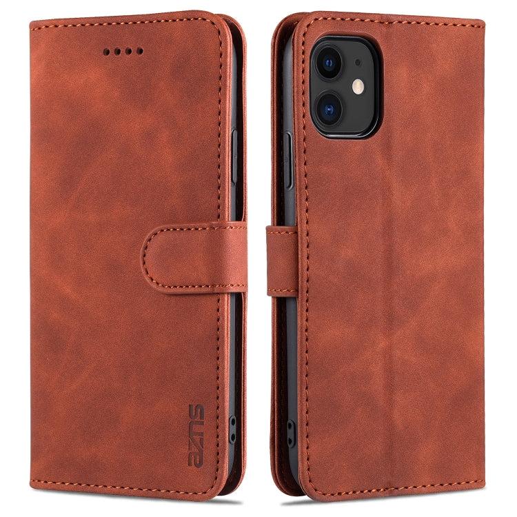For iPhone 11 AZNS Skin Feel Calf Texture Horizontal Flip Leather Case with Card Slots & Holder & Wallet (Brown) - HoMEdemic™ 