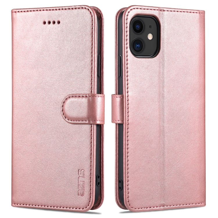 For iPhone 11 AZNS Skin Feel Calf Texture Horizontal Flip Leather Case with Card Slots & Holder & Wallet (Rose Gold) - HoMEdemic™ 