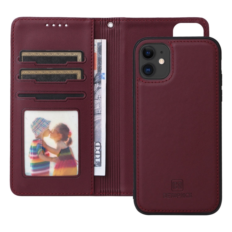 For iPhone 11 BETOPNICE BN-005 2 in 1 Detachable Imitate Genuine Leather Phone Case(Wine Red) - HoMEdemic™ 