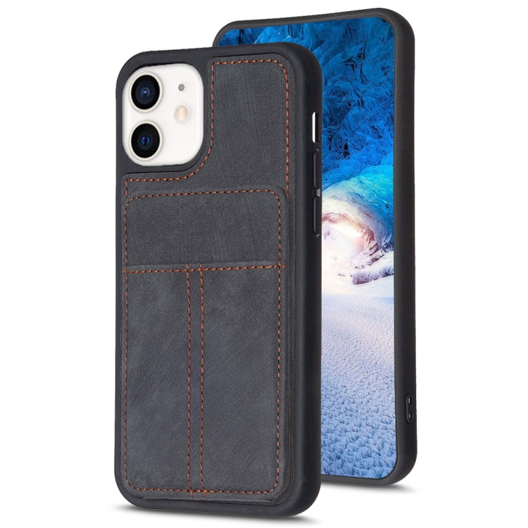 For iPhone 11 BF28 Frosted Card Bag Phone Case with Holder(Black) - HoMEdemic™ 
