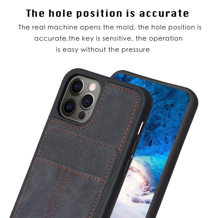 For iPhone 11 BF28 Frosted Card Bag Phone Case with Holder(Black) - HoMEdemic™ 