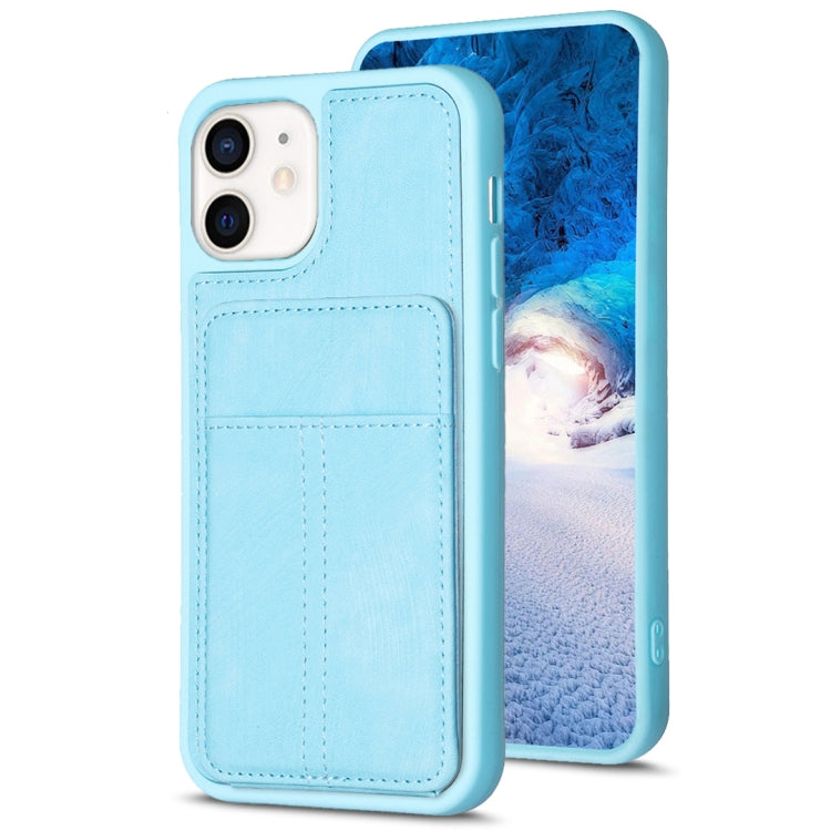 For iPhone 11 BF28 Frosted Card Bag Phone Case with Holder(Blue) - HoMEdemic™ 