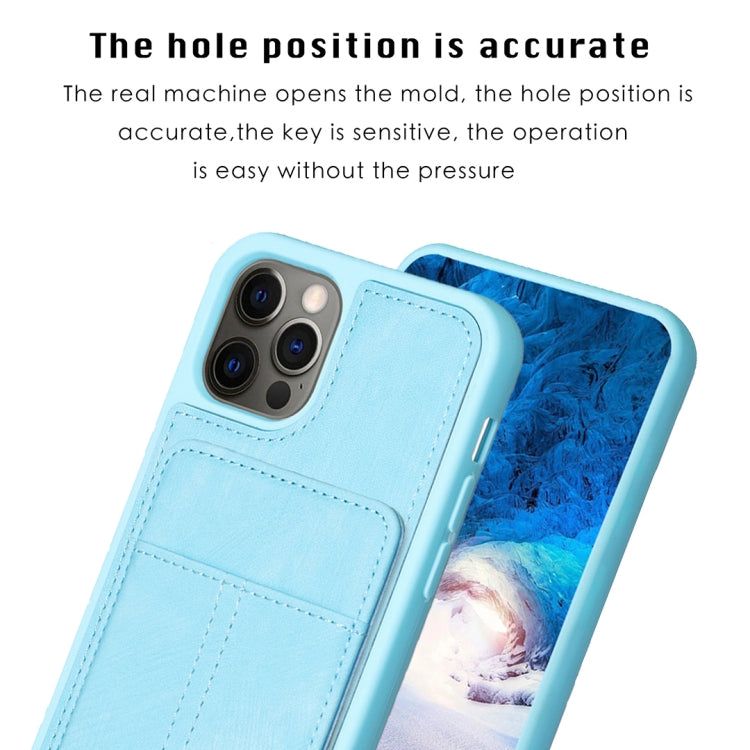 For iPhone 11 BF28 Frosted Card Bag Phone Case with Holder(Blue) - HoMEdemic™ 