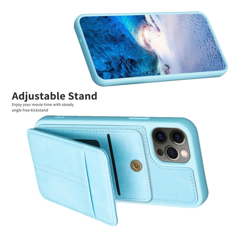 For iPhone 11 BF28 Frosted Card Bag Phone Case with Holder(Blue) - HoMEdemic™ 