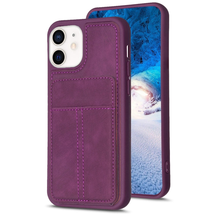 For iPhone 11 BF28 Frosted Card Bag Phone Case with Holder(Dark Purple) - HoMEdemic™ 