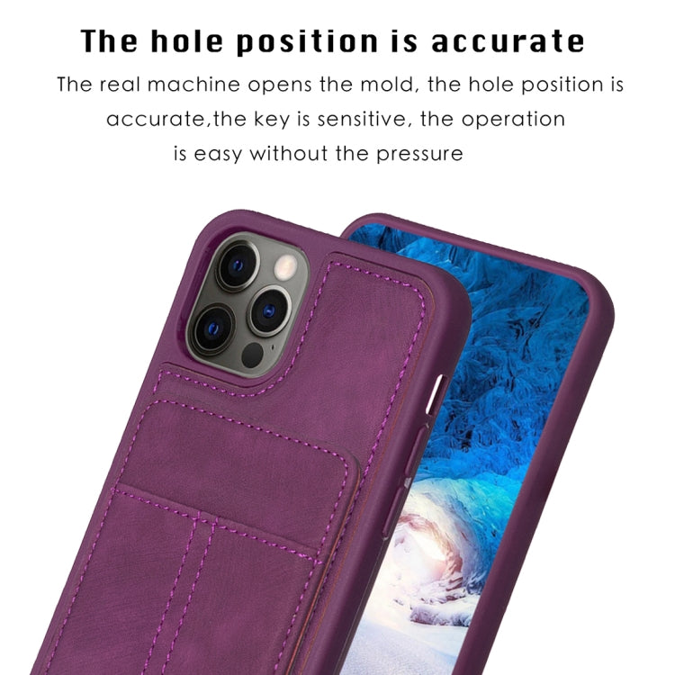 For iPhone 11 BF28 Frosted Card Bag Phone Case with Holder(Dark Purple) - HoMEdemic™ 