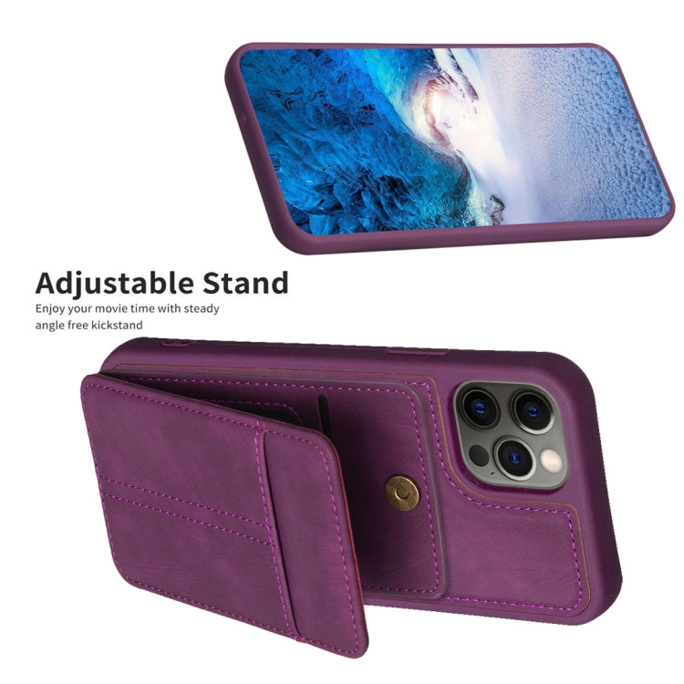 For iPhone 11 BF28 Frosted Card Bag Phone Case with Holder(Dark Purple) - HoMEdemic™ 