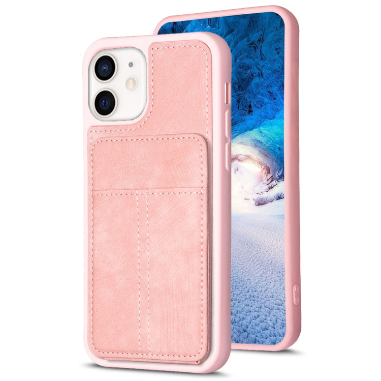 For iPhone 11 BF28 Frosted Card Bag Phone Case with Holder(Pink) - HoMEdemic™ 