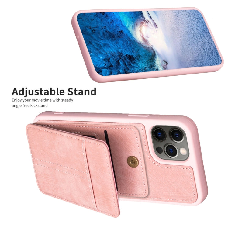 For iPhone 11 BF28 Frosted Card Bag Phone Case with Holder(Pink) - HoMEdemic™ 