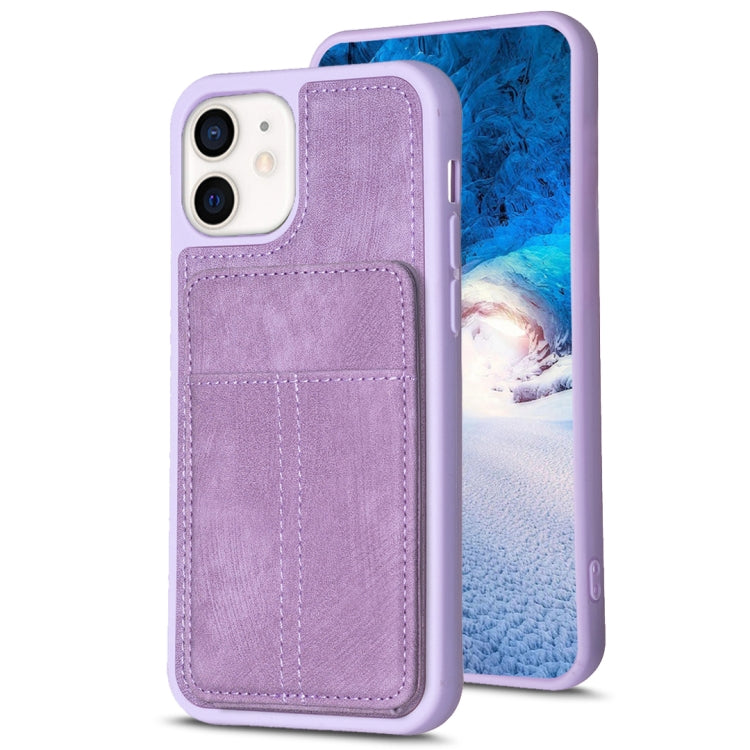 For iPhone 11 BF28 Frosted Card Bag Phone Case with Holder(Purple) - HoMEdemic™ 