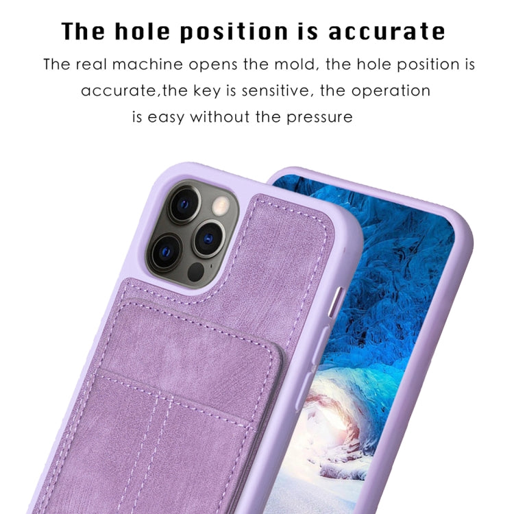 For iPhone 11 BF28 Frosted Card Bag Phone Case with Holder(Purple) - HoMEdemic™ 