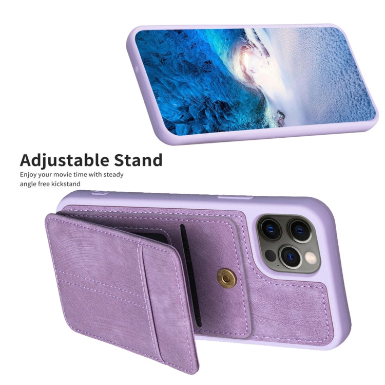 For iPhone 11 BF28 Frosted Card Bag Phone Case with Holder(Purple) - HoMEdemic™ 