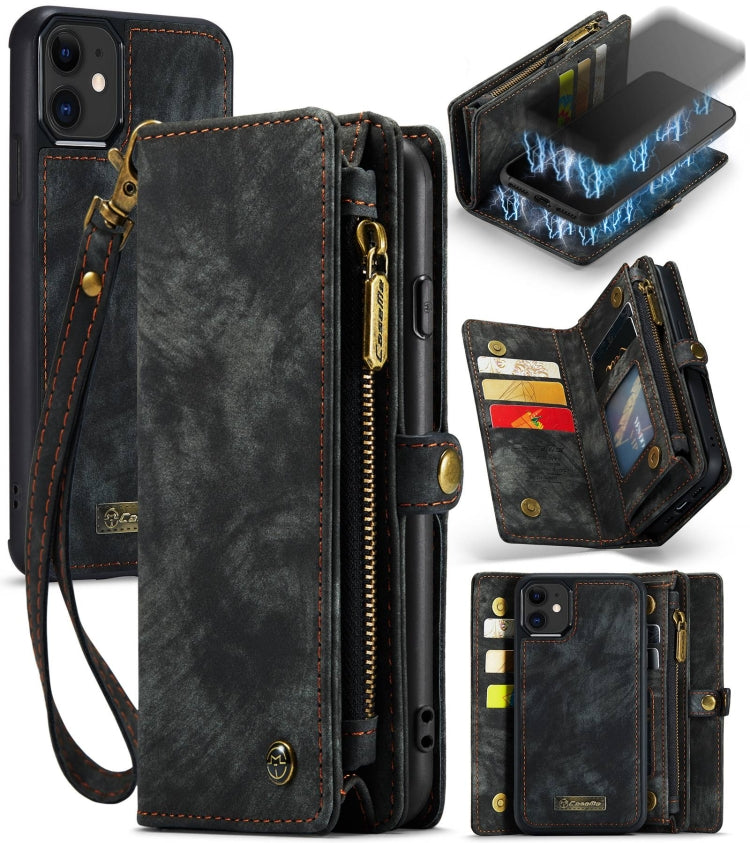 For iPhone 11 CaseMe-008 Detachable Multifunctional Horizontal Flip Leather Case with Card Slot & Holder & Zipper Wallet & Photo Frame (Black) - HoMEdemic™ 