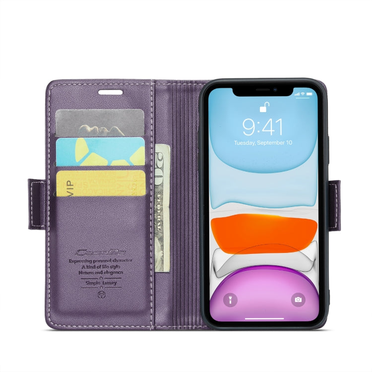 For iPhone 11 CaseMe 023 Butterfly Buckle Litchi Texture RFID Anti-theft Leather Phone Case(Pearly Purple) - HoMEdemic™ 