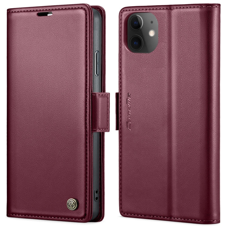 For iPhone 11 CaseMe 023 Butterfly Buckle Litchi Texture RFID Anti-theft Leather Phone Case(Wine Red) - HoMEdemic™ 