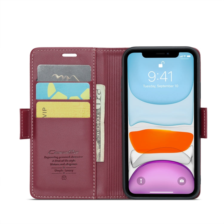 For iPhone 11 CaseMe 023 Butterfly Buckle Litchi Texture RFID Anti-theft Leather Phone Case(Wine Red) - HoMEdemic™ 
