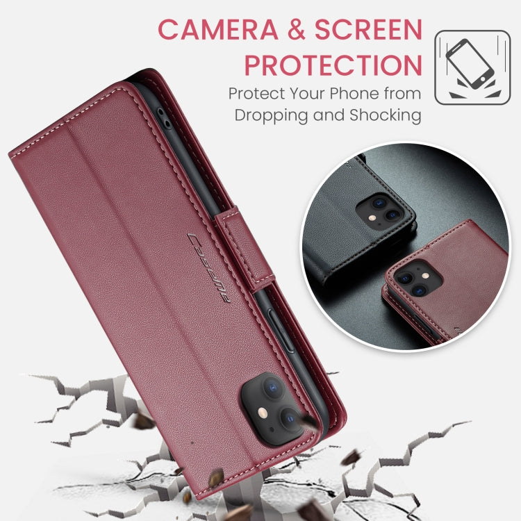 For iPhone 11 CaseMe 023 Butterfly Buckle Litchi Texture RFID Anti-theft Leather Phone Case(Wine Red) - HoMEdemic™ 