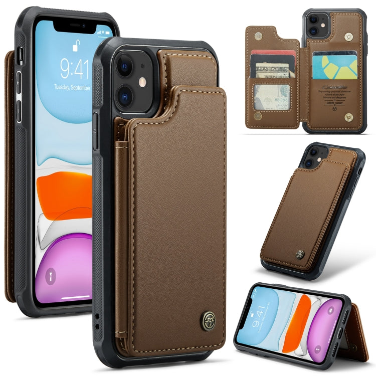 For iPhone 11 CaseMe C22 Card Slots Holder RFID Anti-theft Phone Case(Brown) - HoMEdemic™ 