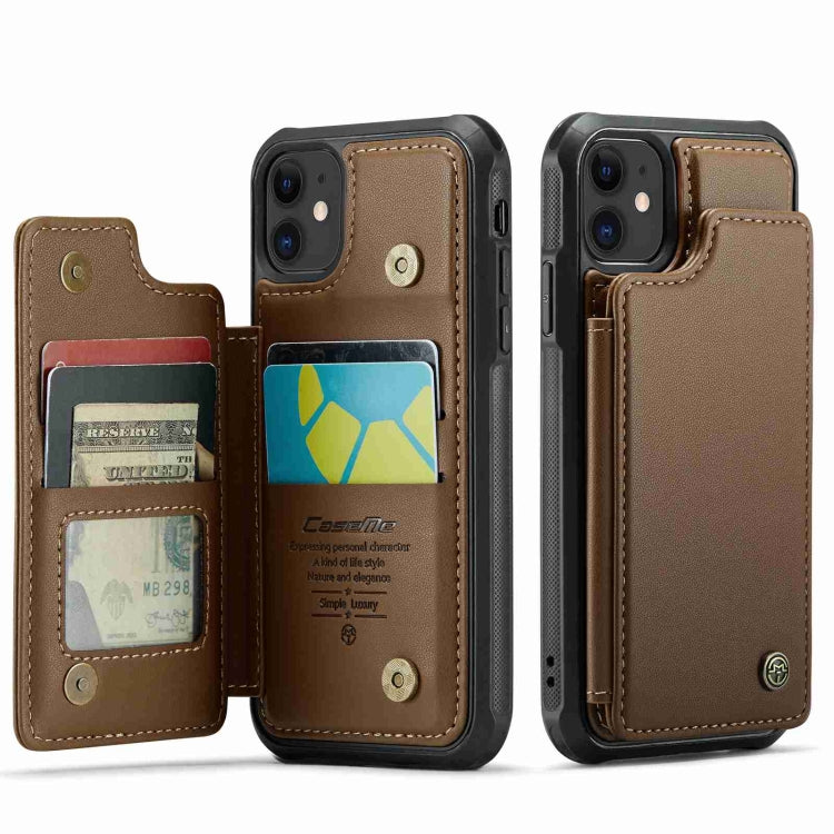 For iPhone 11 CaseMe C22 Card Slots Holder RFID Anti-theft Phone Case(Brown) - HoMEdemic™ 
