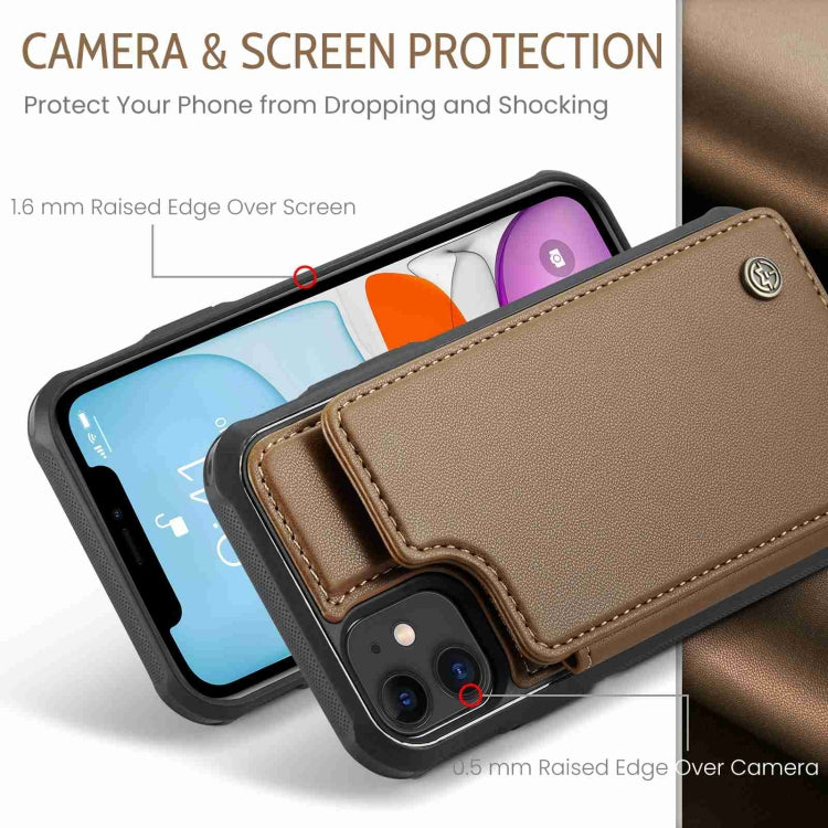 For iPhone 11 CaseMe C22 Card Slots Holder RFID Anti-theft Phone Case(Brown) - HoMEdemic™ 