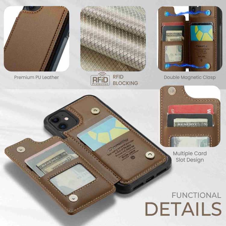 For iPhone 11 CaseMe C22 Card Slots Holder RFID Anti-theft Phone Case(Brown) - HoMEdemic™ 