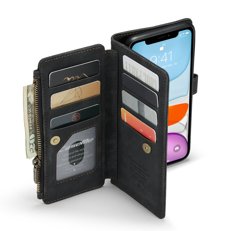 For iPhone 11 CaseMe-C30 PU + TPU Multifunctional Horizontal Flip Leather Case with Holder & Card Slot & Wallet & Zipper Pocket (Black) - HoMEdemic™ 