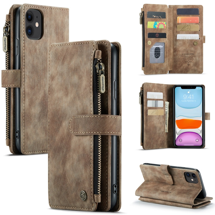 For iPhone 11 CaseMe-C30 PU + TPU Multifunctional Horizontal Flip Leather Case with Holder & Card Slot & Wallet & Zipper Pocket (Brown) - HoMEdemic™ 