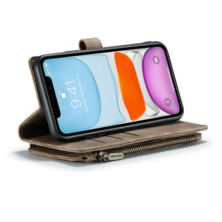 For iPhone 11 CaseMe-C30 PU + TPU Multifunctional Horizontal Flip Leather Case with Holder & Card Slot & Wallet & Zipper Pocket (Brown) - HoMEdemic™ 