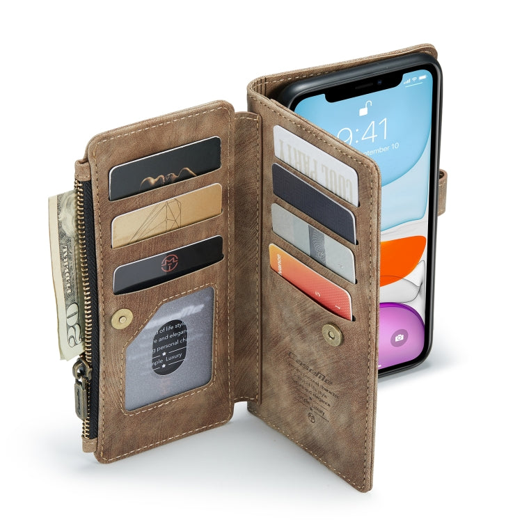 For iPhone 11 CaseMe-C30 PU + TPU Multifunctional Horizontal Flip Leather Case with Holder & Card Slot & Wallet & Zipper Pocket (Brown) - HoMEdemic™ 