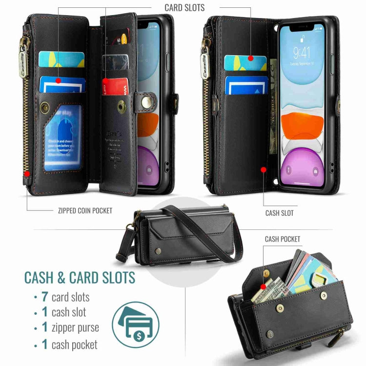 For iPhone 11 CaseMe C36 Card Slots Zipper Wallet RFID Anti-theft Leather Phone Case(Black) - HoMEdemic™ 