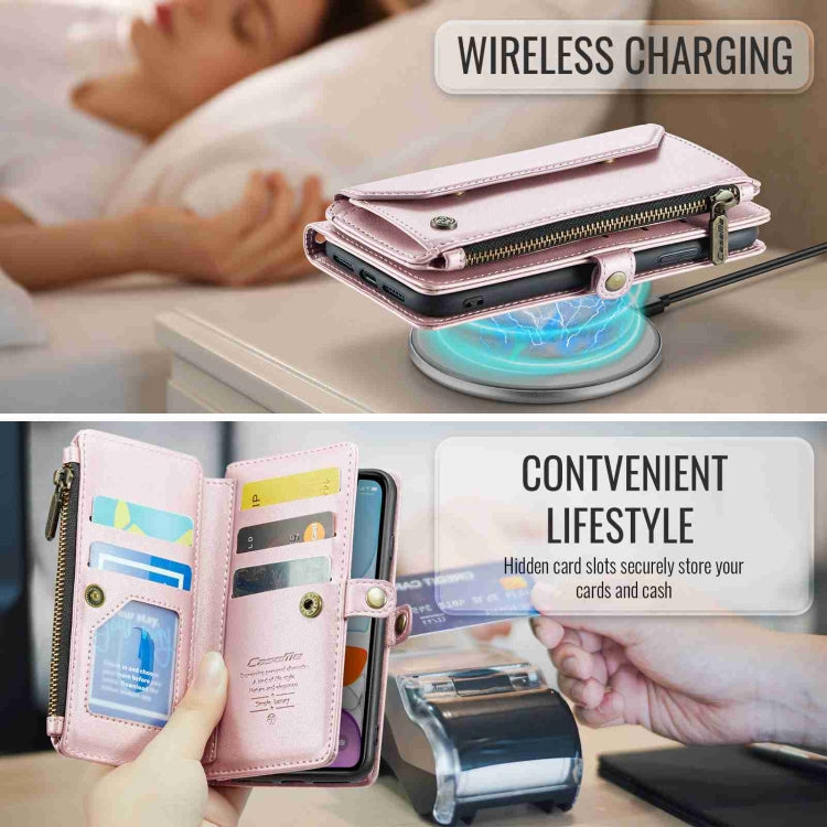 For iPhone 11 CaseMe C36 Card Slots Zipper Wallet RFID Anti-theft Leather Phone Case(Pink) - HoMEdemic™ 