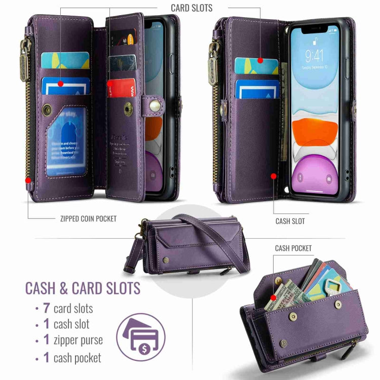 For iPhone 11 CaseMe C36 Card Slots Zipper Wallet RFID Anti-theft Leather Phone Case(Purple) - HoMEdemic™ 