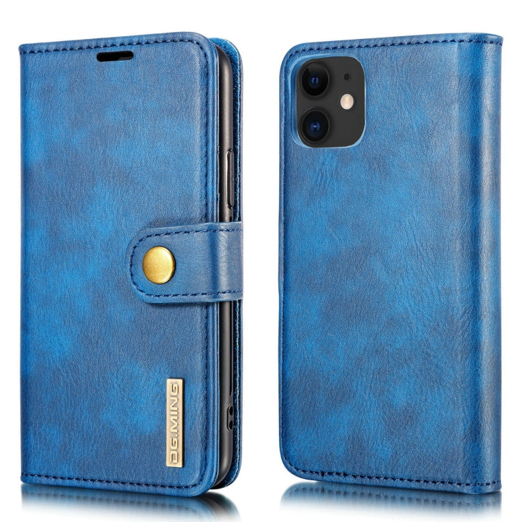 For iPhone 11 DG.MING Crazy Horse Texture Flip Detachable Magnetic Leather Case with Holder & Card Slots & Wallet (Blue) - HoMEdemic™ 