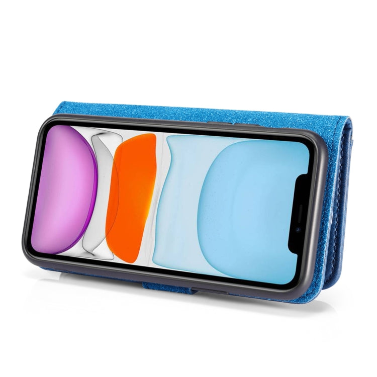 For iPhone 11 DG.MING Crazy Horse Texture Flip Detachable Magnetic Leather Case with Holder & Card Slots & Wallet (Blue) - HoMEdemic™ 