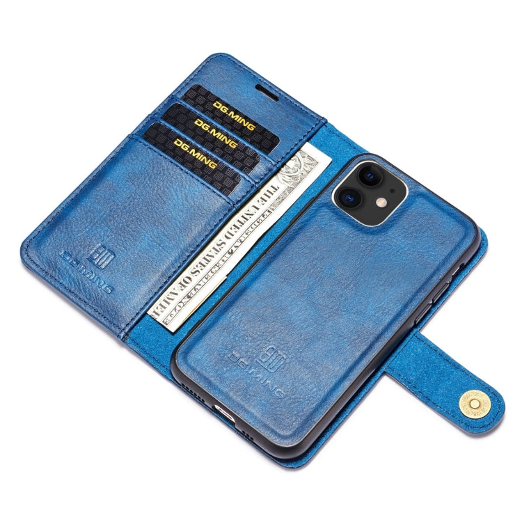 For iPhone 11 DG.MING Crazy Horse Texture Flip Detachable Magnetic Leather Case with Holder & Card Slots & Wallet (Blue) - HoMEdemic™ 