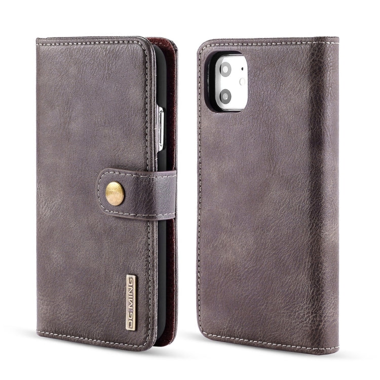 For iPhone 11 DG.MING Crazy Horse Texture Flip Detachable Magnetic Leather Case with Holder & Card Slots & Wallet (Grey) - HoMEdemic™ 