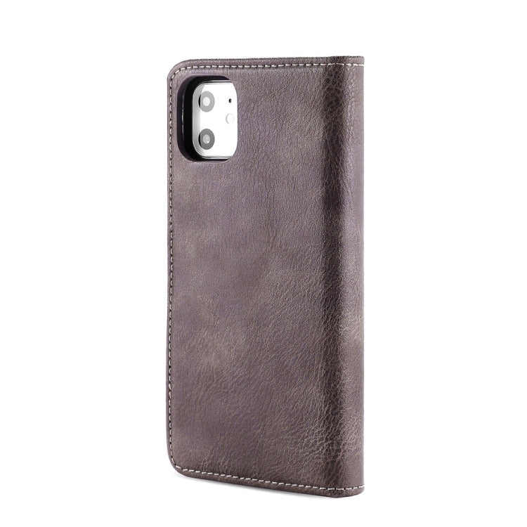 For iPhone 11 DG.MING Crazy Horse Texture Flip Detachable Magnetic Leather Case with Holder & Card Slots & Wallet (Grey) - HoMEdemic™ 