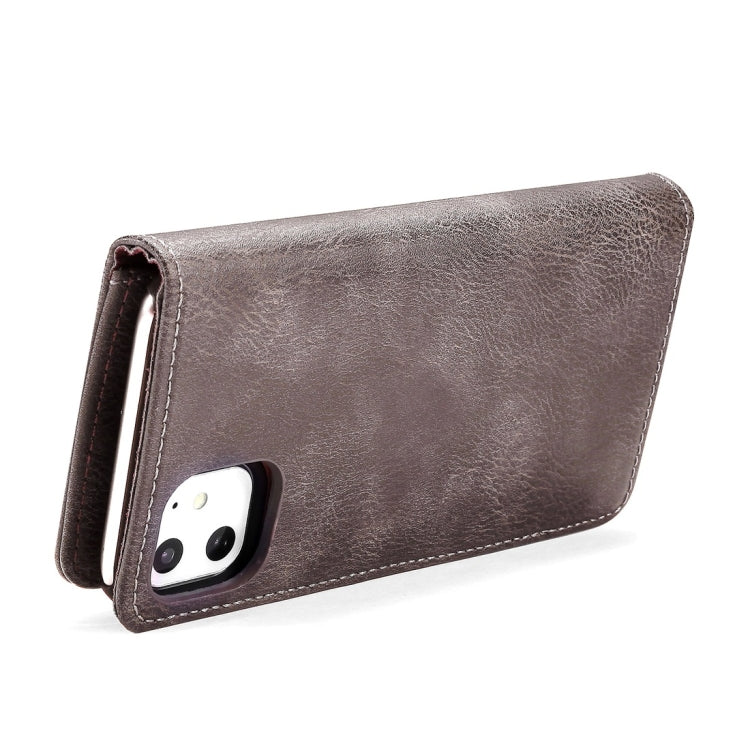 For iPhone 11 DG.MING Crazy Horse Texture Flip Detachable Magnetic Leather Case with Holder & Card Slots & Wallet (Grey) - HoMEdemic™ 